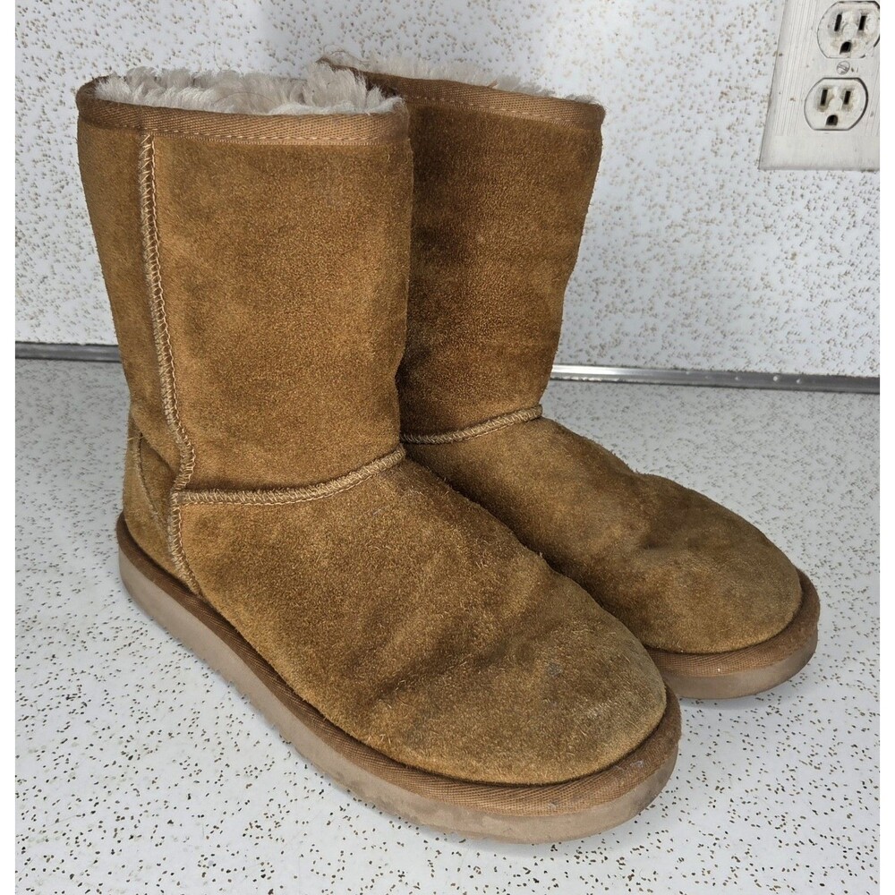 Koolaburra by UGG Koola Short Boots Suede Faux Fur Lined Chestnut Women's Size 7